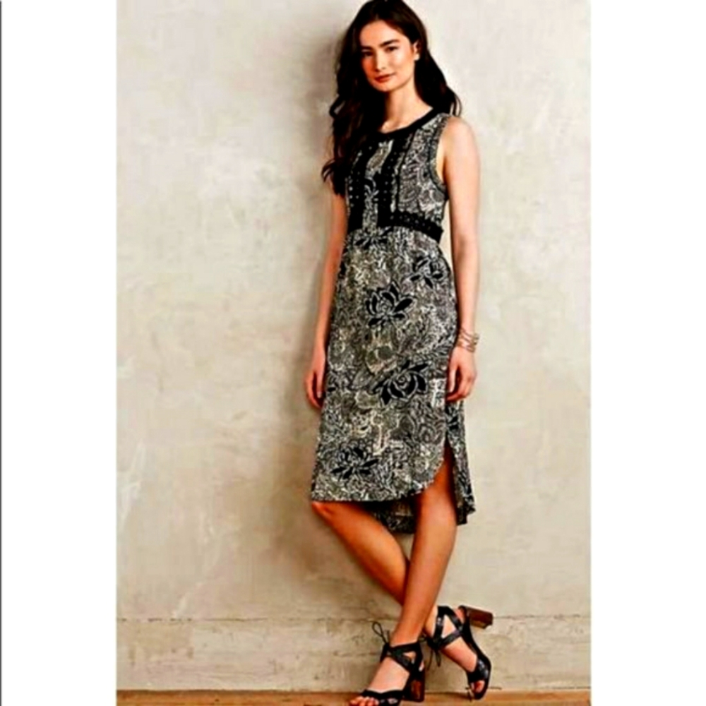 Anthropologie Holding horses black and white dress